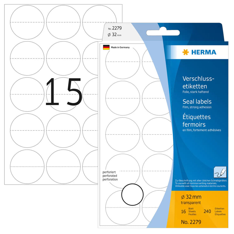 HERMA 2279 selvklæbende etiket Transparent 240 stk