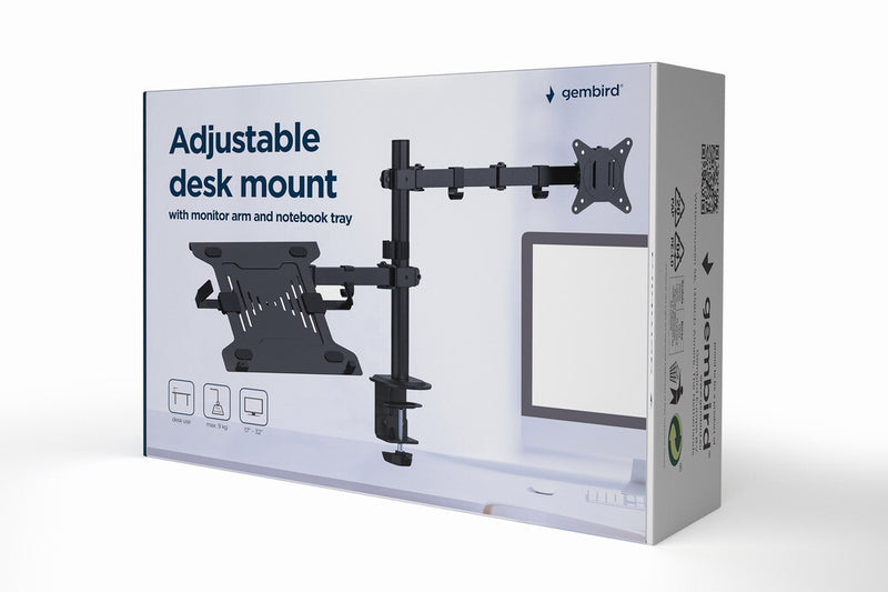 Gembird MA-DA-03 skærmbeslag og -stativer 81,3 cm (32") Skrivebord Sort