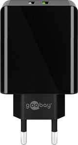 Goobay 44956 oplader til mobil enhed Digitalt kamera, Hovedtelefoner, Mobiltelefon, SmartWatch, Tablet Sort Vekselstrøm Hurtig opladning Indendørs