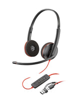 HP Poly Blackwire 3220 sort USB-C-stereoheadset + USB-C/A-adapter (bulk)