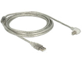 DeLOCK 3m, USB2.0-A/USB2.0-B USB-kabel USB A USB B 0,48 Gbit/sek. Sølv, Transparent