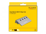 DeLOCK 64181 interface hub USB 3.2 Gen 2 (3.1 Gen 2) Type-A 10000 Mbit/s Grå