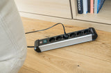 Brennenstuhl 1391030600 stikdåse 3 m 6 AC stikkontakt(er) Indendørs Sort, Sølv