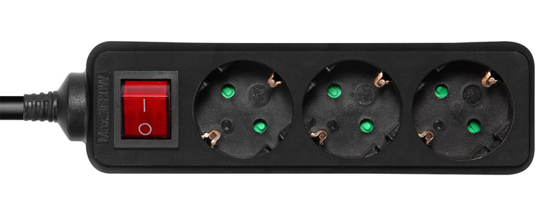Deltaco Earthed power strip 3x CEE 7/3 1xCEE 7/7 1.5m
