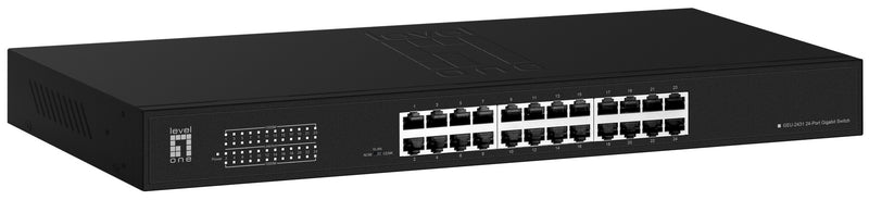 LevelOne Switch 24x GE GEU-2431 19\" Rack Mount Kit Ikke administreret Gigabit Ethernet (10/100/1000) 1U Sort