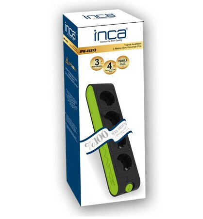 Inca IPW-44YS3 Sort, Grøn 4 AC stikkontakt(er) 250 V 3 m
