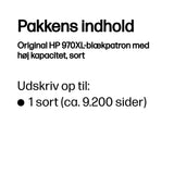 HP Original 970XL-blækpatron med høj kapacitet, sort