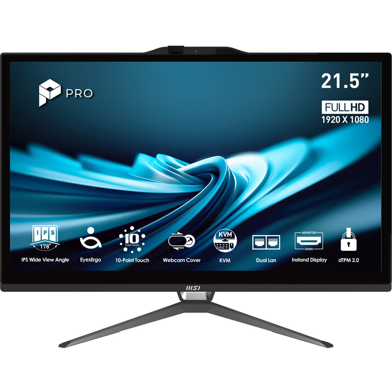 MSI Pro AP222T 14MA-613EU Intel® Core™ i3 i3-14100 54,6 cm (21.5") 1920 x 1080 pixel Berøringsskærm All-in-One PC 8 GB DDR4-SDRAM 512 GB SSD Windows 11 Home Wi-Fi 5 (802.11ac) Sort