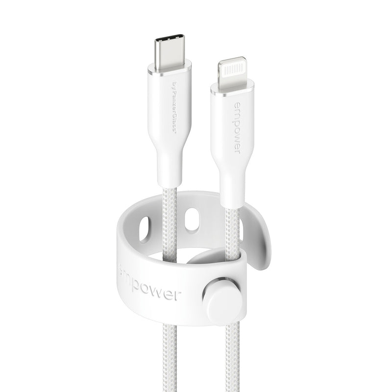 PanzerGlass empower™ by ® Racing 60W USB-C to Lightning Kabel | USB 2.0 | 1.2M | Silver White