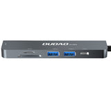 DUDAO Alu 6-in-1 USB3.0 Fast Hub multi-functional Ledningsført USB 3.2 Gen 1 (3.1 Gen 1) Type-C Grå