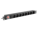 Lanberg PDU-08F-0200-BK strømforsyningsenhed (PDU) 8 AC stikkontakt(er) 1U Sort