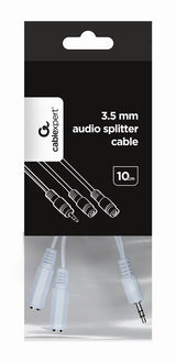 Gembird 10cm, 3.5mm/2x3.5mm, M/F lydkabel 0,1 m Hvid