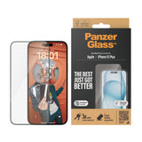 PanzerGlass ® Skærmbeskyttelse iPhone 15 Plus | Ultra-Wide Fit m. EasyAligner