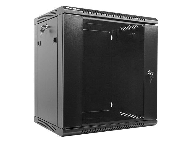 Lanberg WF01-6412-10B stativ 12U Vægmonteret stativ Sort