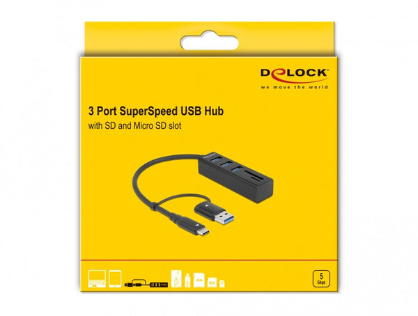 DeLOCK 63859 dockingstation USB 3.2 Gen 1 (3.1 Gen 1) Type-A + Type-C