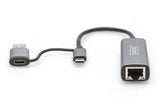 Digitus DN-3028 kabel kønsskifter USB-C USB 3.1 RJ-45 Grå