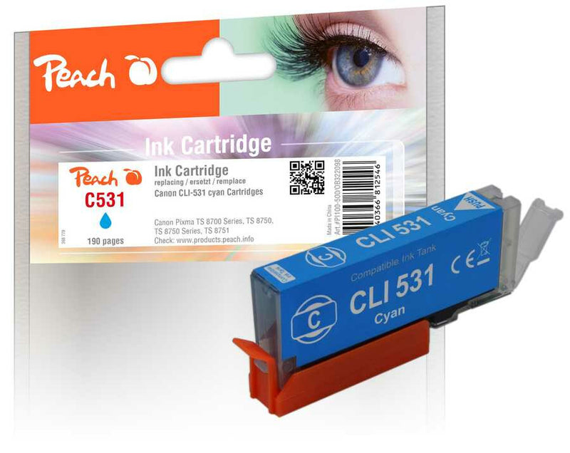 Peach PI100-500 blækpatron 1 stk Kompatibel Standard udbytte Blå