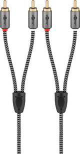 Goobay 65292 lydkabel 1 m 2 x RCA Sort, Sølv