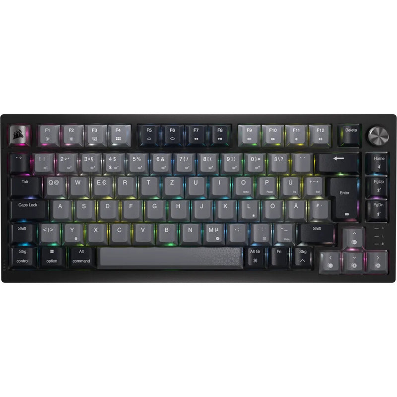 Corsair K65 PLUS WIRELESS 75 % RGB tastatur Spil RF trådløs + USB QWERTZ Tysk Sort