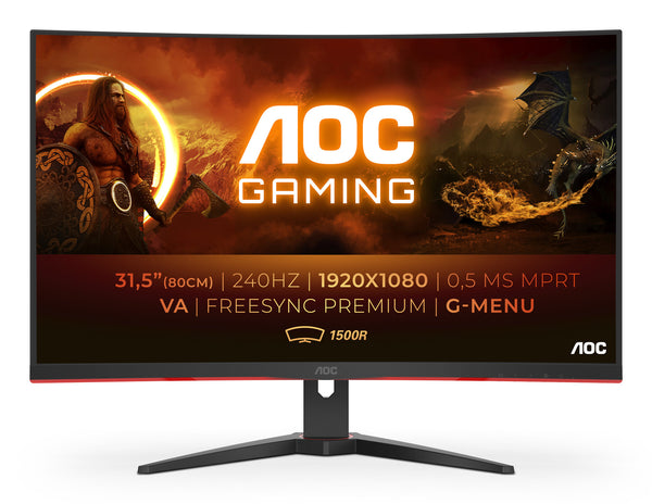 AOC G2 C32G2ZE/BK computerskærm 80 cm (31.5") 1920 x 1080 pixel Fuld HD LED Sort, Rød
