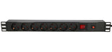 Extralink 19\" 1U 7 SOCKET EU TYPE POWER PDU WITH SWITCH PDU 7-EU Strømbar