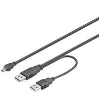 Goobay USB 2.0 cable, 0.6m USB-kabel 0,6 m 2 x USB A Mini-USB B Sort
