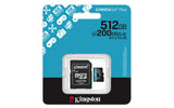 Kingston Technology 512 GB microSDXC Canvas Go! Plus Gen4 200 MB/s A2 U3 V30-kort + adapter