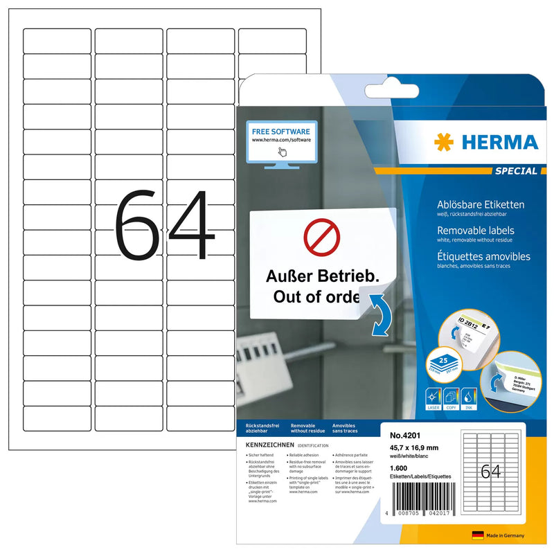 HERMA 4201 print etiket Hvid Selvklæbende printeretiket