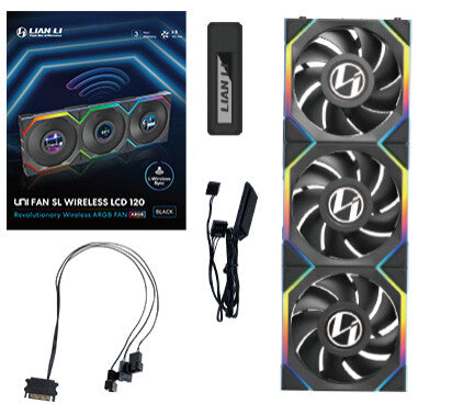 Lian Li UNI FAN SL Wireless LCD 120 Computerkabinet Ventilator 12 cm Sort 3 stk