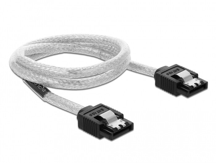 DeLOCK 85342 SATA-kabel 0,5 m SATA 7-pin Sort, Transparent