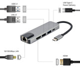 Gembird A-CM-COMBO5-04 dockingstation Ledningsført USB 3.2 Gen 1 (3.1 Gen 1) Type-C Sølv