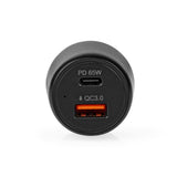 Nedis Car Charger Smartphone Sort Cigartænder Hurtig opladning Automatisk