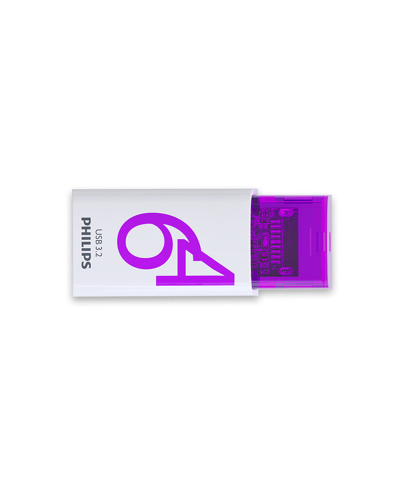Philips Click USB-nøgle 64 GB USB Type-C 3.2 Gen 1 (3.1 Gen 1) Violet, Hvid