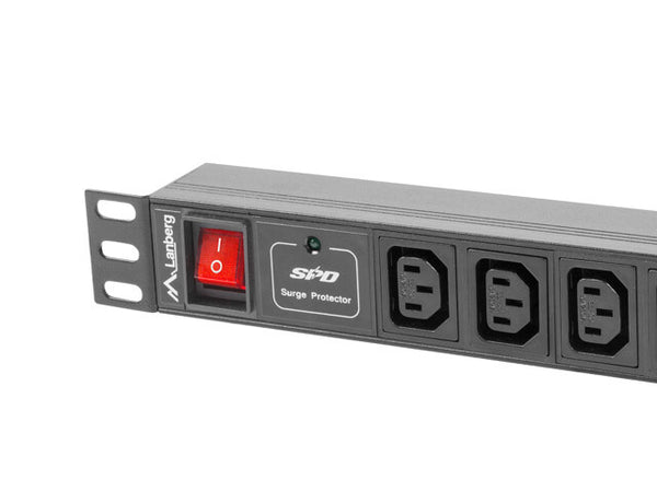 Lanberg PDU-10I-0200-IEC-BK strømforsyningsenhed (PDU) 10 AC stikkontakt(er) 1U Sort