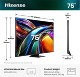 Hisense 75UR9DS TV 190,5 cm (75") 4K Ultra HD Smart TV Wi-Fi Sort, Grå 5000 cd/m²