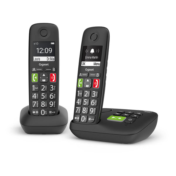 Gigaset E290A Duo Analog/DECT-telefon Nummervisning Sort