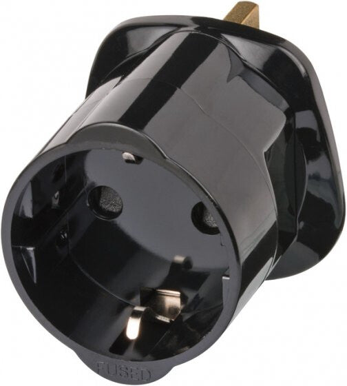 Brennenstuhl Travel Adapter earthed/GB strømstik adapter Type G (UK) Type F Sort