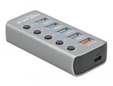 DeLOCK 63263 interface hub USB 3.2 Gen 1 (3.1 Gen 1) Type-B 5000 Mbit/s Grå