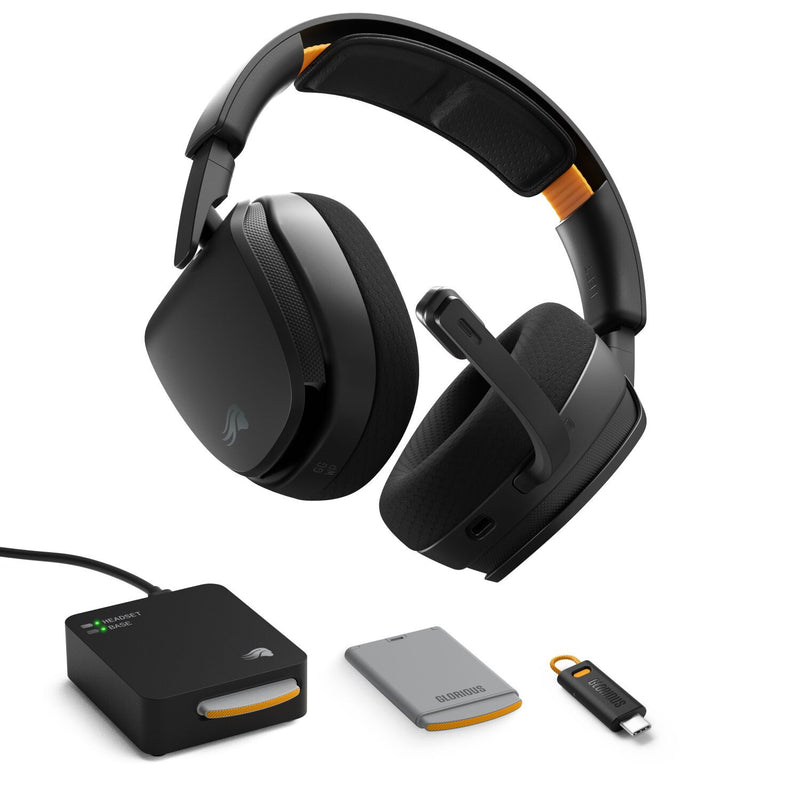 Glorious Gaming GHS Wireless InfinitePlay Headset Trådløs Spil Bluetooth Opladningsstativ Sort