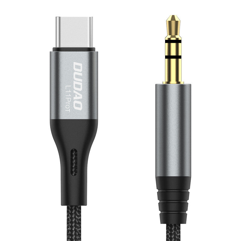 DUDAO audio cable USB-C - mini jack 3.5mm 1m gray L11PROT - Kabel - Audio/Multimedia USB-kabel USB C Grå