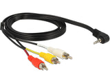 DeLOCK 84724 lydkabel 1,5 m 3.5mm 3 x RCA Sort