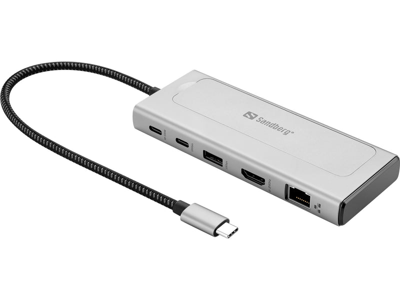 Sandberg 136-82 dockingstation Ledningsført USB 3.2 Gen 2 (3.1 Gen 2) Type-C Grå