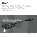 CLUB3D CSV-1478 video-splitter USB Type-C 2x DisplayPort