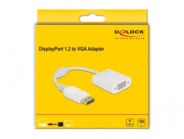 DeLOCK 61007 videokabel adapter 0,15 m DisplayPort VGA (D-Sub) Hvid
