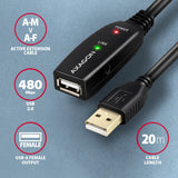 Axagon ADR-220 USB 2.0 A-M -> A-F active extension/repeater cable 20m - Kabel - Digital/Daten USB-kabel USB A 0,48 Gbit/sek. Sort