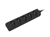 Lanberg PS0-05E-0300-BK stikdåse 3 m 5 AC stikkontakt(er) Indendørs Sort