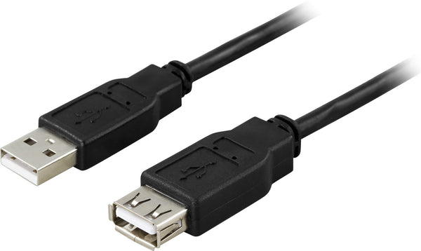 Deltaco USB 2.0 kabel Type A han - Type A hun 1m, sort
