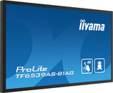 iiyama TF6539AS-B1AG skilte display Kiosk design 163,8 cm (64.5") LED 435 cd/m² 4K Ultra HD Sort Berøringsskærm Indbygget processer Android 11 24/7