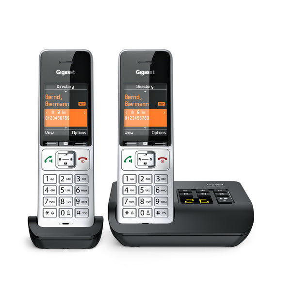 Gigaset COMFORT 500A duo Analog/DECT-telefon Nummervisning Sort, Sølv