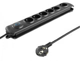 Qoltec 50111 overspændingsbeskytter Sort 6 AC stikkontakt(er) 230 V 1,8 m